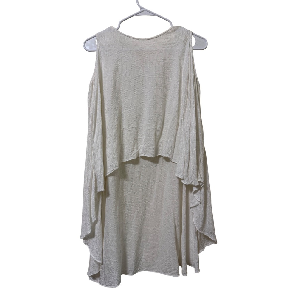 Maje Ecru White Textured Cold Shoulder High Low Top Size 1 Small